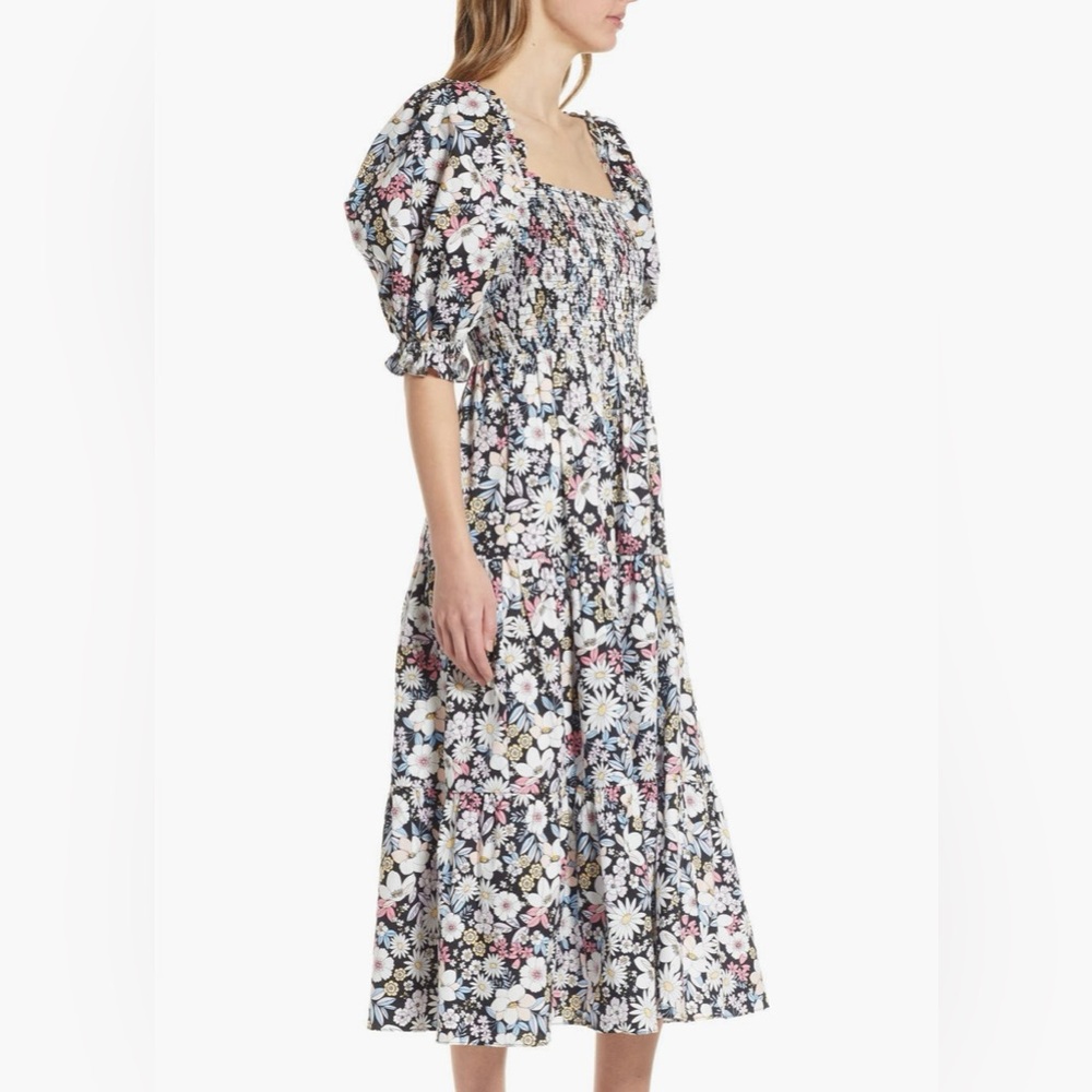 Rachel Parcell Smocked Puff Sleeve Midi Dress